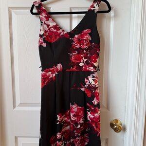 Floral Black and Red Women's Dress
